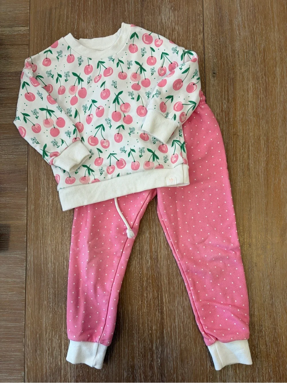 Sweet Honey Girls Pink Cherry Print Sweat Set